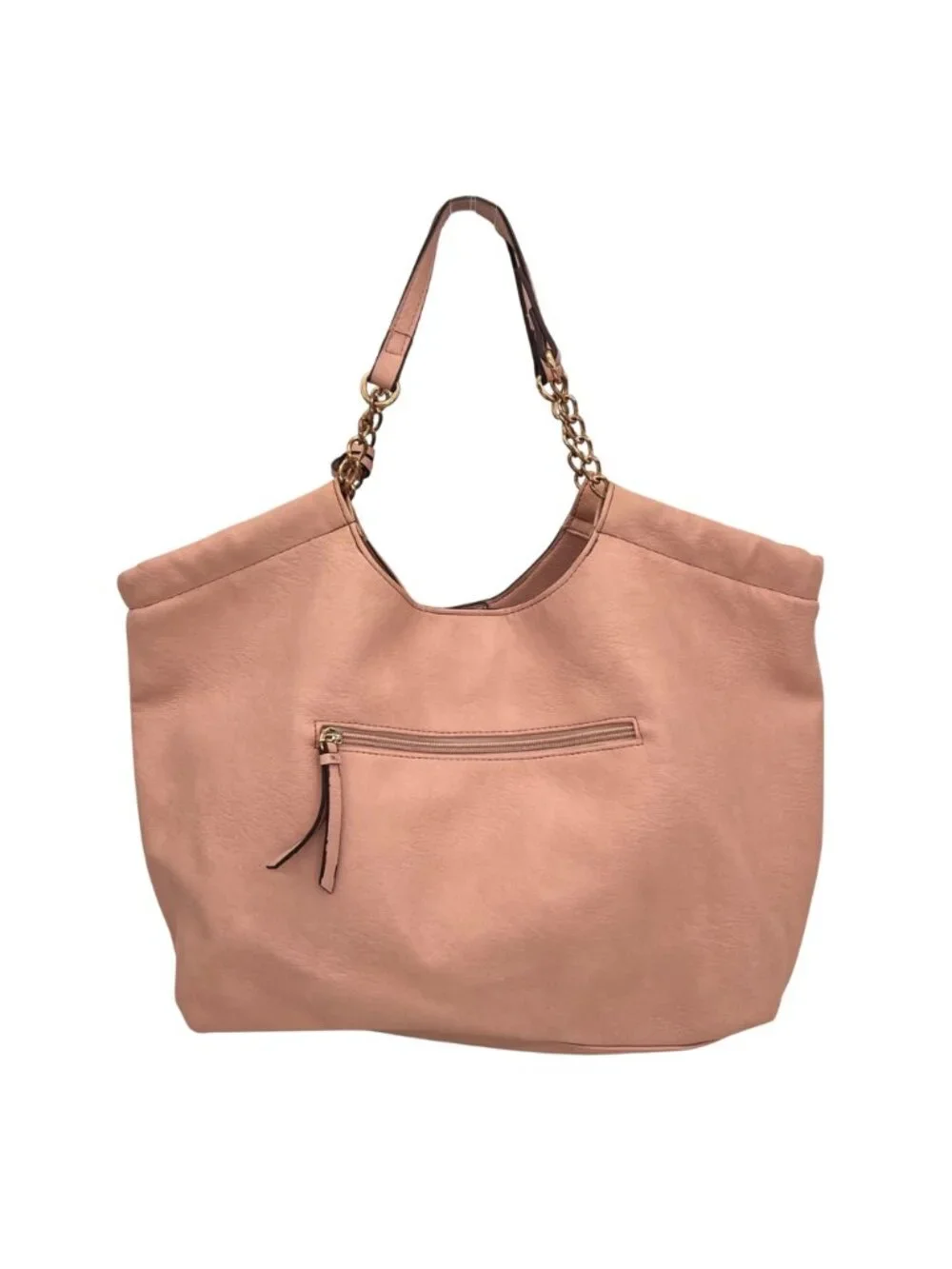 Jessica Simpson Blush Pink Tote Bag With Gold Chain Detail Leopard Print Lining - Picture 4 of 16
